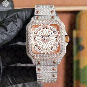 Montre en moissanite de qualité export, montre-bracelet haut de gamme avec sertissage de pierres brillantes, idéale pour un cadeau, disponible en gros. - Product Image 5