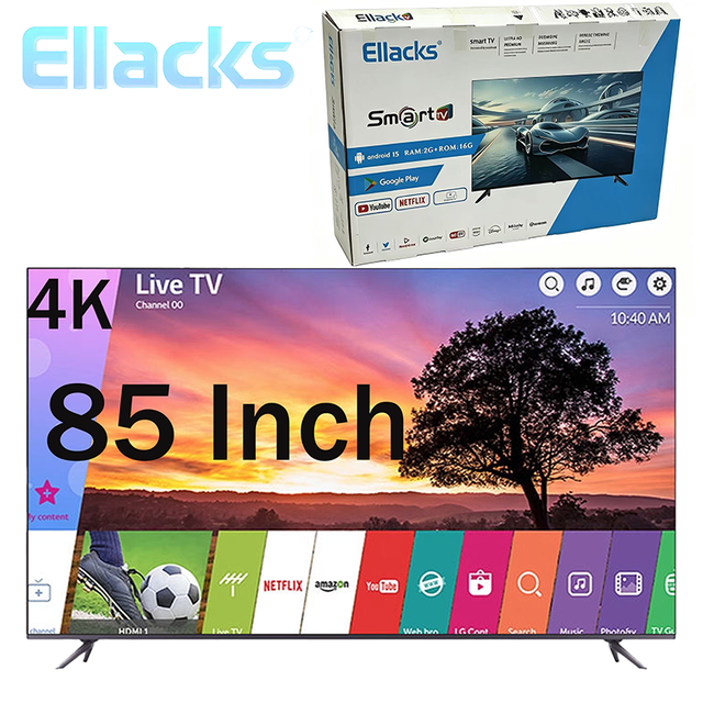 85-Inch Frameless Android Smart LED HDTV 4K Ultra HD Multi-System for TV