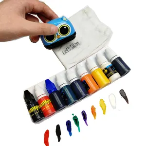 Almohadilla de tinta de 10ml, 10 colores, recarga de botella de tinta, sello Flash, autoentintable, tela textil, tinta de Flash blanca