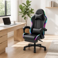 Chaise de jeu économique au design moderne pour salle de jeux, confortable, en cuir, pour jeux de course avec éclairage RGB