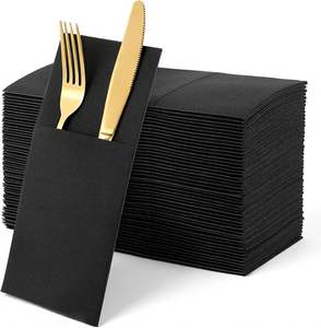 Servilletas Desechables con Aspecto de Lino y Bolsillo Integrado para Cubiertos, Servilletas Plegadas Previamente Tipo Tela para Fiestas (Varios Colores) - Product Image 2