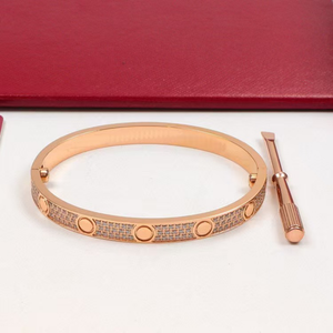Bracelet de luxe en acier inoxydable plaqué or 18 carats, design classique HR, entièrement pavé de zirconiums cubiques, bracelet à visser unisexe, tendance - Product Image 6