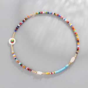 قلائد مطرزة بالخرز على الطراز العرقي ، لآلئ طبيعية مقترنة بقلادة نسائية مطرزة بالخرز من ميوكي. - Product Image 3