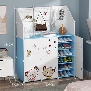 <span class=keywords><strong>Scarpiera</strong></span> Moderna <span class=keywords><strong>Rosa</strong></span> Estensibile a 4 Cubi e 8 Ripiani con Appendiabiti per Soggiorno e Magazzino - Product Image 5