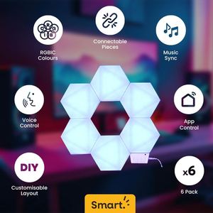 Smart App <b>Remote</b> <b>Control</b> LED Hexagon <b>Lights</b> RGB Color Changing Wall Sconces Music Sync Gaming <b>Light</b> - Product Image 2