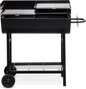 Advanced 41cm Round Charcoal <b>Grill</b> Lid Adjustable Air <b>Vent</b> Portable Modern Cast Iron BBQ Kettle Barbecue Trolley Outdoor Garden - Product Image 2