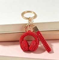 Porte-clés écouteurs en strass, breloque de téléphone, pendentif pour sac à dos ou clé de voiture, accessoire de mode féminin, bijou cadeau pour filles