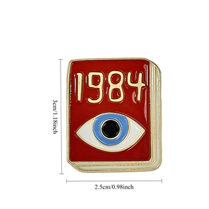 Pin Aksesoris Serbaguna Fashion, Emblem Logam Modern Berlapis Enamel Keras, Desain Buku Kreatif Baru 1984,  untuk Tas Ransel dan Pakaian - Product Image 4