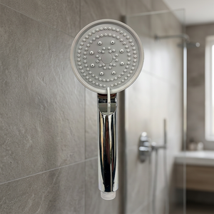 Pommeau de douche mural circulaire en acier inoxydable chromé poli, design moderne, effet pluie et cascade, 100 mm, économie d'eau, 1 trou - Product Image 4