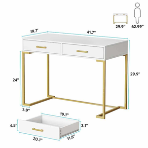 Coiffeuse moderne élégante en MDF avec tiroirs et miroir sur pied pour femmes et jeunes filles, idéale pour chambre, hôtel, salon - Product Image 5
