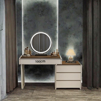 JIAMEIJIA Table de toilette moderne en bois en gros - Coiffeuse élégante avec miroir éclairé réglable pour chambre et hôtel, panneau MDF