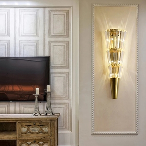 Lámpara de Pared LED para Sala de Estar Interior, Lámpara de Cristal Brillante Moderna con Base de Metal para Pasillo de Hotel de Lujo - Product Image 4