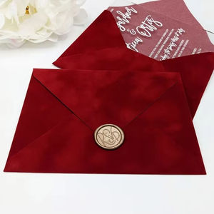 ซองจดหมายอะคริลิคฝาพับ A7ยูโรสำหรับงานแต่งงานซองกำมะหยี่สีแดงหรูหราประทับตราขี้ผึ้งสำหรับวันวาเลนไทน์ซองกำมะหยี่สีแดงด้านในสไตล์เพลง - Product Image 1