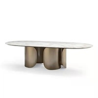 Table à manger italienne moderne design simple 6 /8/10 places pieds dorés dessus en marbre