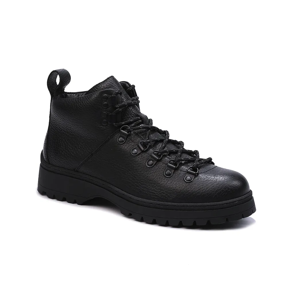 Black Boot For Men Handmade Outdoor Casual Lace Up Black Ankle Leather Boots For Men