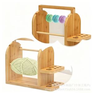 Wooden Crochet Yarn Rack With Phone Holder For Desktop Organization Durable Multipurpose <b>Wool</b> <b>Craft</b> Storage Organizer - Product Image 3