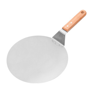 Pizza Spatula 10 Inch Round Stainless Steel Wooden Handle For Baking Pizza Cake Transfer Tools - Product Image 1