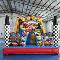 Château gonflable personnalisé pour enfants avec toboggan, thème voiture de course, pour fêtes intérieures et extérieures, aire de jeux