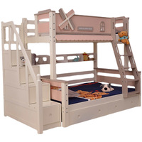 Lits doubles modernes Murphy bleu rose Rangement en bois de pin Lits superposés pour enfants en bas âge pour garçons