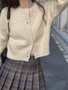 Maglieria donna autunno-inverno nuovo maglione <span class=keywords><strong>Cardigan</strong></span> Twist con volant tessitura a maglia stile <span class=keywords><strong>College</strong></span> coreano - Product Image 6