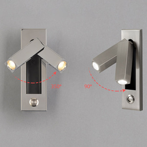 Lámpara de Pared de Hierro de Estilo Americano Simple para Hotel, Lámpara de Noche Giratoria con Interruptor de Botón Empotrado, Lámpara de Lectura LED - Product Image 4