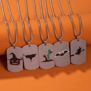 Collier pendentif chien en acier inoxydable pour Halloween, bijou de fête à thème dessin animé - Product Image 2