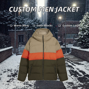 OEM Service Hooded Canvas Zipper Closure <b>Smart</b> <b>Casual</b> Winter Padding Color Block Puffer <b>Jackets</b> <b>for</b> <b>Men</b> - Product Image 2