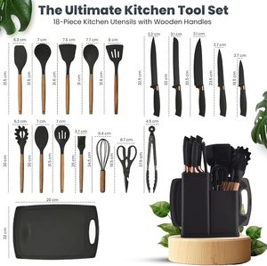 19-Piece Non-Stick <b>Silicone</b> Kitchenware Utensils Set Soup Spatula & Spoon Holder Cooking <b>Tools</b> for Cooking & Baking Bucket - Product Image 2