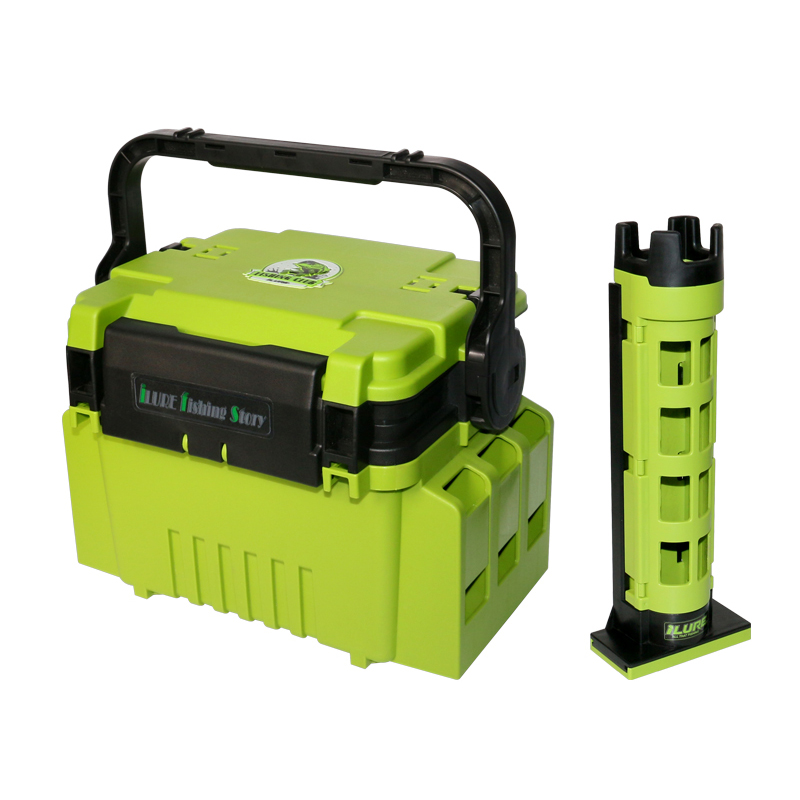 Vert (1 boîte de pêche + 1 support de canne à pêche)