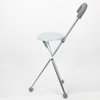 K09- # B #    Canne de marche pliable avec siège intégré et lumière, support d'assise, bâton de marche avec siège pliable