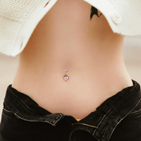 Acier chirurgical Nombril Piercing Double Coeur Pvd Or Argent Plaqué Mode Zircon Ventre Piercing Bijoux