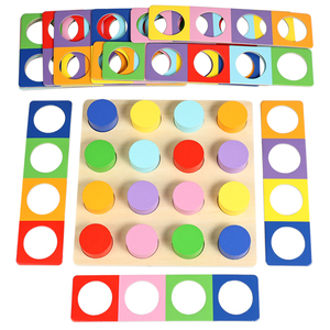 Juego Educativo de Madera para Niños, Tablero de Combinación de Colores, Entrenamiento de Pensamiento Lógico, Aprendizaje Temprano, Juego Cognitivo, Rompecabezas de Bloques de Construcción - Product Image 1