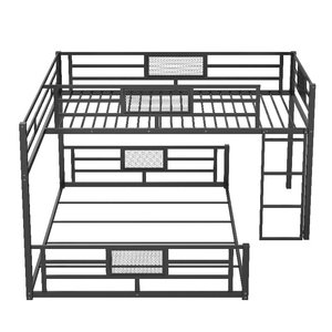 Litera metálica en forma de L de tamaño Twin sobre Full con escalera y barandilla de seguridad de longitud completa, sin ruido, ODM/OEM disponible - Product Image 3