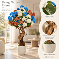 Pohon Bunga Salju Buatan Mewah, Bonsai Hydrangea Realistis dari Fiber Glass untuk Dekorasi Pernikahan, Taman, dan Lanskap Hotel
