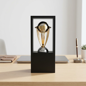 Vitrine moderne pour trophée de cricket en métal avec finition dorée et base noire, trophée de cricket finition dorée, vitrine de présentation en métal pour trophée de cricket B - Product Image 5