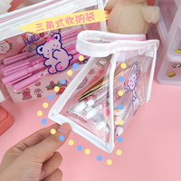 Collège lycée étudiant papeterie sacs porte-crayon série Triangle sac cosmétique personnalisé Transparent mignon dessin animé PVC mode