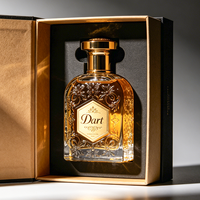 OEM&ODM Flacons de parfum carrés en verre de 1,7 oz et 3,4 oz avec bouchon doré, couleur personnalisée, logo et boîte d'emballage