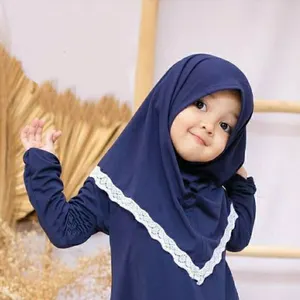 Hijab de encaje liso para niños y niñas, hijab instantáneo para bebés de 0 a 3 años