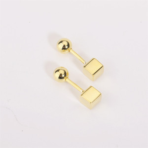 <b>Stud</b> <b>Earrings</b> 4Mm Square Gold Geometric Design For Couples Gift - Product Image 1