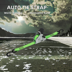 XSTRAP XS11100 OEM Auto Retractable 1-Inch 10ft 900lbs Break Strength SGS Certified Polyester S-Hook Motorcycle Ratchet Lashing - Product Image 2