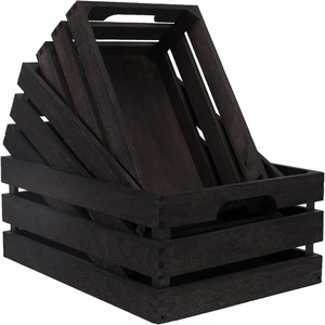 Caisse en bois rustique polie <span class=keywords><strong>pas</strong></span> chère avec poignées, imitation antique, style ferme, pour présentation décorative, grande boîte <span class=keywords><strong>à</strong></span> <span class=keywords><strong>pommes</strong></span> - Product Image 1