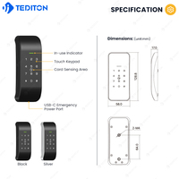 Tediton Usine Smart Électronique Mot de Passe Clavier Serrure d'armoire Carte à puce Code Serrure de casier Gym Yoga Fitness Tiroirs de natation