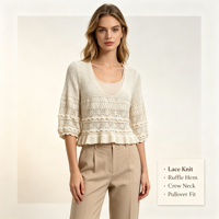 Robe Pull Longue en Maille à Volants et Pointelle Menthe pour Femme, Qualité Supérieure, Personnalisable OEM & ODM, Vente en Gros
