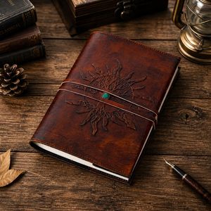 Carnet de notes rechargeable en cuir de qualité supérieure avec papier ligné, couverture motif Arbre de Vie, journal fait main pour l'écriture créative quotidienne - Product Image 6