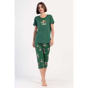 Traje de dormir capri ovalado de manga corta con cuello redondo para mujer - Product Image 4