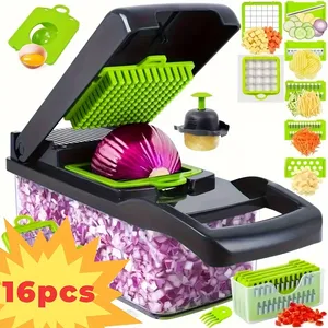 Râpe à légumes multifonctionnelle 16/14 en 1, trancheuse et hachoir à légumes, ustensiles de cuisine - Product Image 3
