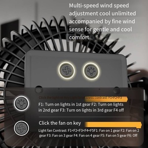 Portable Solar Rechargeable Dual <b>Head</b> Desk <b>Fan</b> With Light 5-Speed Mechanical Control for Home & Outdoor Use Plastic Desktop <b>Fan</b> - Product Image 6