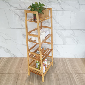 <span class=keywords><strong>Etagere</strong></span> De Rangement, échelle De bain, étagère De douche, support De salle De bain multifonctionnel en bambou à 4 niveaux pour toilettes, nouvelle collection - Product Image 3