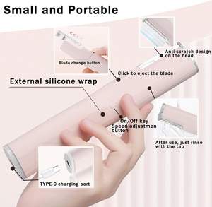 Портативная электрическая бритва для женщин Водонепроницаемая ультразвуковая машинка для стрижки волос с аккумулятором для бытовой эпиляции - Product Image 5