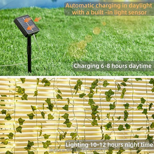 IP44 LED stringa <span class=keywords><strong>luci</strong></span> da giardino fata linea verde foglia ghirlanda stile colore bianco caldo per interni esterni illuminazione decorativa natalizia - Product Image 3